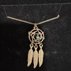 Dream‎ catcher necklace in gold tone
